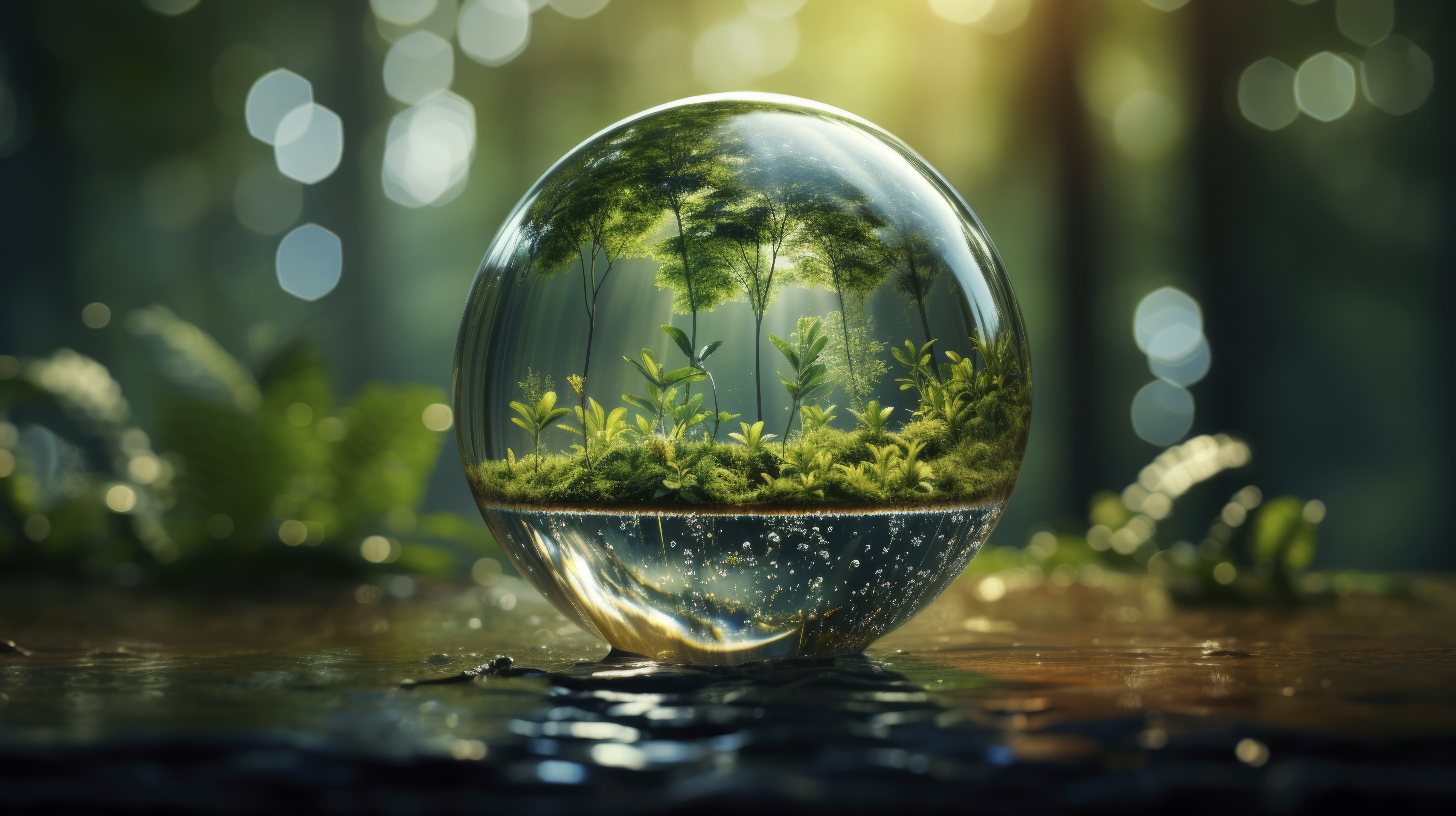 Beautiful forest landscape with sunlight
